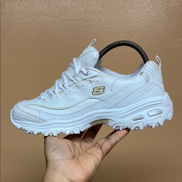 Skechers D’Lites White Cream Silver Sneakers - Picture 8 of 16